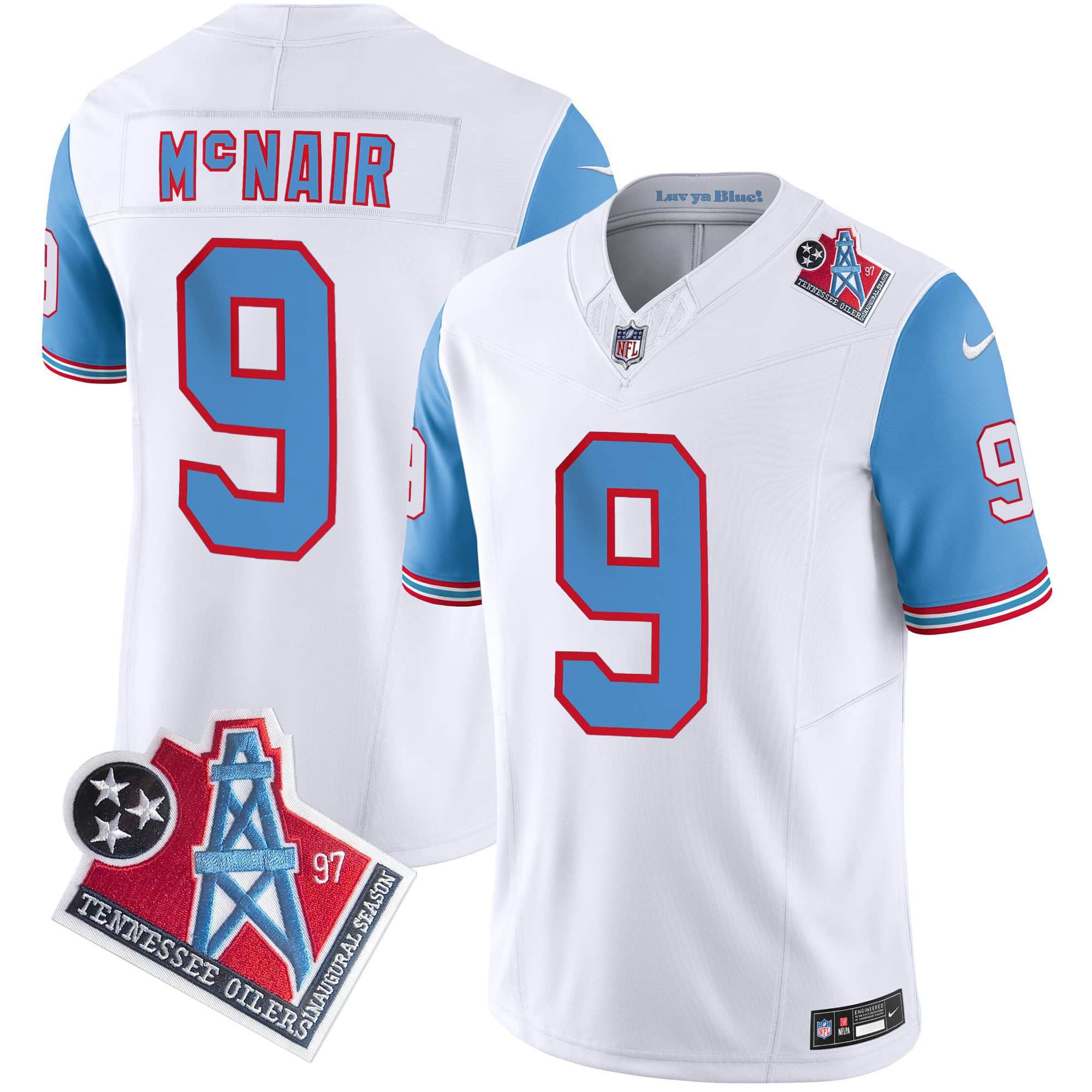 Men Tennessee Titans #9 Mcnair White 1997 Throwback 2024 Nike Limited Vapor NFL Jersey style 1